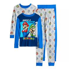 Пижамный комплект с верхом и низом Nintendo Mario &amp; Luigi для мальчиков 4–10 лет Licensed Character