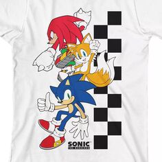 Клетчатая футболка с рисунком Sonic The Hedgehog для мальчиков 8–20 лет Licensed Character