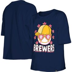 Молодежная футболка New Era для девочек Milwaukee Brewers Team с коротким рукавом New Era