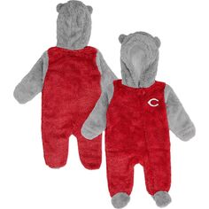 Красная/серая пижама для новорожденных и младенцев Cincinnati Reds Game Nap Teddy с флисовой овсянкой и молнией во всю длину Outerstuff