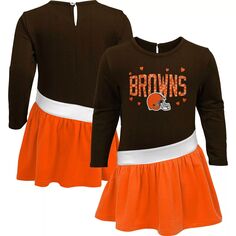 Коричневое/оранжевое платье-туника для девочек Cleveland Browns Heart To Heart из джерси Outerstuff