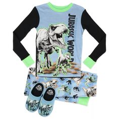 Комплект пижамы и тапочек с изображением тиранозавра «Мир Юрского периода» для мальчиков 4–10 лет Jurassic Park