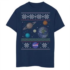 Уродливый рождественский свитер НАСА «Солнечная система» для мальчиков 8–20 лет, футболка с рисунком Licensed Character