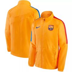 Молодежная всепогодная куртка Nike Orange Barcelona Academy с молнией во всю длину реглан Nike