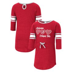 Платье в полоску с короткими рукавами и принтом «Колизей» для девочек, малиновый Алабама, малиновый прилив Colosseum