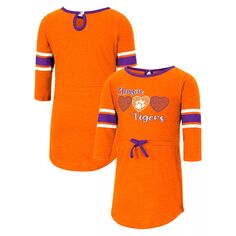Оранжевое платье в полоску с короткими рукавами «Колизей» для девочек Clemson Tigers Colosseum