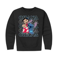 Флисовый пуловер с рисунком Ohana для мальчиков 8–20 Disney&apos;s Lilo &amp; Stitch Disney, черный