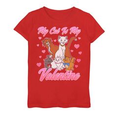 Футболка с рисунком «День святого Валентина» для девочек 7–16 лет Disney Aristocats «Мой кот — моя валентинка» Disney