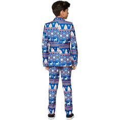 Синий рождественский костюм в скандинавском стиле для мальчиков 4–16 лет. Suitmeister