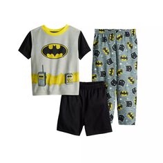 Пижамный комплект из трех предметов для маленьких мальчиков DC Comics Batman Licensed Character