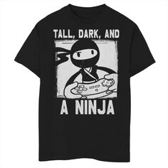 Темная футболка с рисунком ниндзя для мальчиков 8–20 лет высокого роста Unbranded