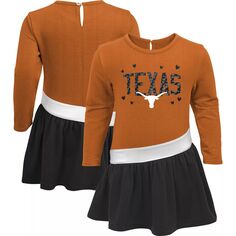 Платье для девочек-младенцев Техасского оранжевого/черного цвета с узором Texas Longhorns из французского махрового волокна Outerstuff