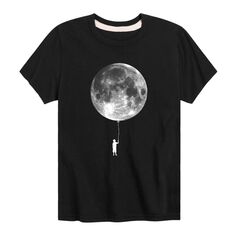 Детская футболка с рисунком «Космическая луна» и воздушный шар для мальчиков 8–20 лет Licensed Character, черный