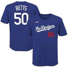 Футболка Nike Mookie Betts Royal Los Angeles Dodgers 2021 City Connect с именем и номером для малышей Nike