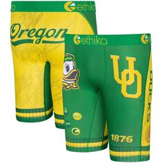 Молодежные школьные боксеры Ethika зеленого/желтого цвета Oregon Ducks Unbranded