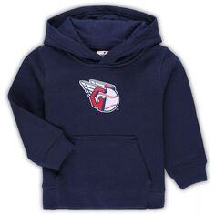 Темно-синий флисовый пуловер с капюшоном и логотипом команды Cleveland Guardians для малышей Outerstuff