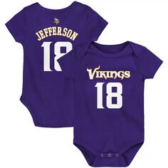 Младенческое боди Джастина Джефферсона Purple Minnesota Vikings Mainliner с именем и номером игрока Outerstuff