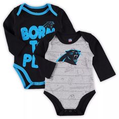 Набор из двух боди с длинными рукавами черного/серого цвета для новорожденных и младенцев Carolina Panthers Born To Win Outerstuff