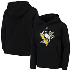 Черный молодежный пуловер с капюшоном и логотипом Pittsburgh Penguins Primary Outerstuff