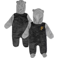 Черная/серая пижама для новорожденных и младенцев Pittsburgh Pirates Game Nap Teddy с флисовой овсянкой и молнией во всю длину Outerstuff