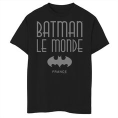 Футболка с логотипом и графическим логотипом Batman: Le Monde France для мальчиков 8–20 лет DC Comics