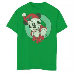 Рождественский венок с Микки Маусом Disney для мальчиков 8–20 лет, шляпа Санты, футболка с изображением портрета Licensed Character