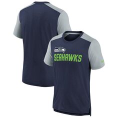 Молодежная футболка Nike Heathered College Navy/Heathered Grey Seattle Seahawks с названием команды с цветными блоками Nike