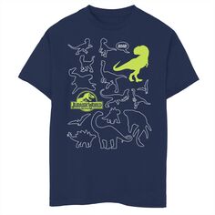 Футболка с неоновым рисунком в стиле поп-музыки для мальчиков 8–20 лет «Мир Юрского периода» с двумя динозаврами и каракулями Jurassic World