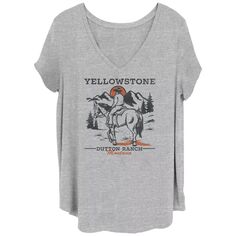 Детская футболка больших размеров Yellowstone Sunset Horse Rider с v-образным вырезом и рисунком Licensed Character