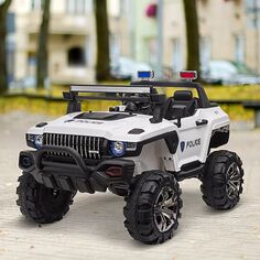 Aosom Kids Ride On Car 12V RC 2-местный полицейский грузовик Электромобиль для детей со светодиодной подсветкой MP3 Родительский пульт дистанционного управления (розовый) Aosom, черный