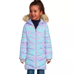 Пальто ThermoPlume на флисовой подкладке для девочек 7–16 лет Lands&apos; End, черный