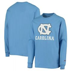 Синяя футболка с длинными рукавами Youth Champion Carolina North Carolina Tar Heels Lockup Champion