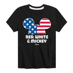 Красная, белая футболка с рисунком Микки Мауса Disney для мальчиков 8–20 лет Disney, черный