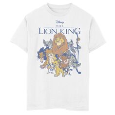 Футболка Disney&apos;s The Lion King для мальчиков 8–20 лет с темным контуром и графическим рисунком, групповая фотография Disney