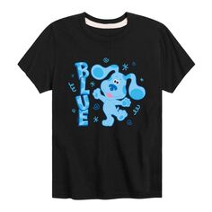 Синяя футболка с рисунком «Танцы» для мальчиков 8–20 лет Blues Clues Nickelodeon, черный