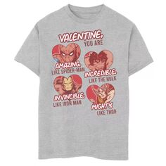 Винтажная футболка с рисунком Marvel Valentine You Are Marvel для мальчиков 8–20 лет Marvel