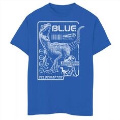 Синяя футболка с рисунком Raptor для мальчиков 8–20 лет Jurassic World Two Jurassic World