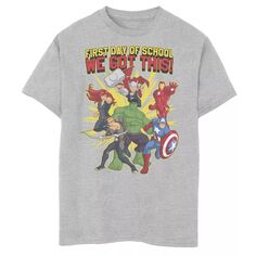 Футболка с надписью «Первый день в школе» для мальчиков 8–20 лет «Marvel Avengers» Marvel