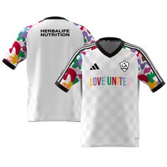 Молодежный предматчевый топ adidas White LA Galaxy 2023 Pride adidas