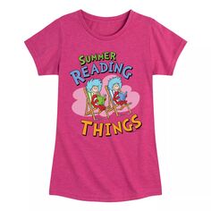Летняя футболка для девочек 7–16 лет с доктором Сьюзом для чтения Licensed Character