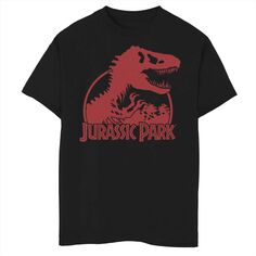 Классическая футболка с логотипом и рисунком скелета тиранозавра для мальчиков 8–20 лет «Парк Юрского периода» Jurassic Park, черный