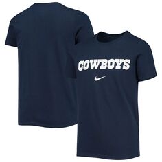 Молодежная футболка Nike Navy Dallas Cowboys с надписью Essential Performance Nike