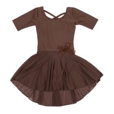 Юбка с короткими рукавами Leveret для девочек, купальник нейтрального сплошного цвета Leveret, коричневый