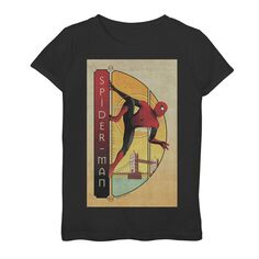 Винтажная футболка с графическим рисунком и плакатом «Человек-паук» для девочек 7–16 лет Marvel