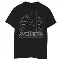 Футболка с логотипом в тонкую неоновую полоску для мальчиков 8–20 лет Marvel Avengers Marvel, черный