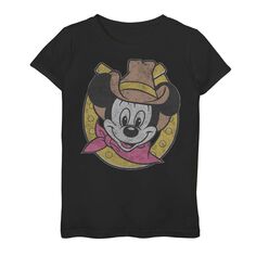 Классическая ковбойская шляпа с изображением Микки Диснея для девочек 7–16 лет, футболка с рисунком в форме подковы Disney