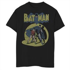 Винтажная футболка с выцветшим винтажным рисунком и изображением Бэтмена для мальчиков 8–20 лет Licensed Character