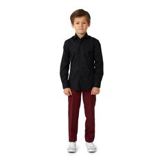 Черная однотонная классическая рубашка на пуговицах OppoSuits для мальчиков 2–8 лет OppoSuits