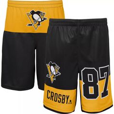 Молодежные шорты Sidney Crosby Black Pittsburgh Penguins Pandemonium с именем и номером Outerstuff