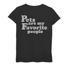 Простая футболка с потертым рисунком для девочек 7–16 лет «Домашние животные — мои любимые люди» Unbranded, черный